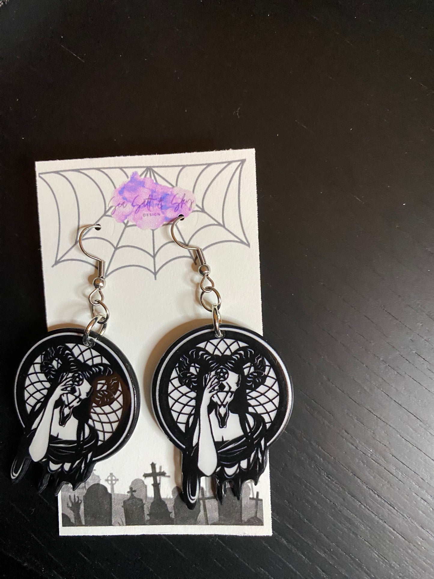 Witchy Themed Acrylic Earrings