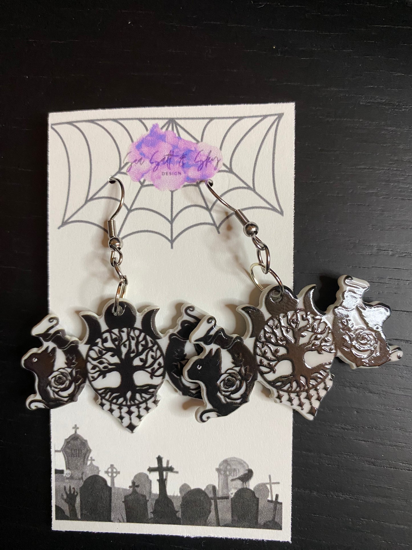 Witchy Themed Acrylic Earrings