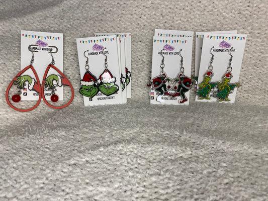 Grinch holiday earrings