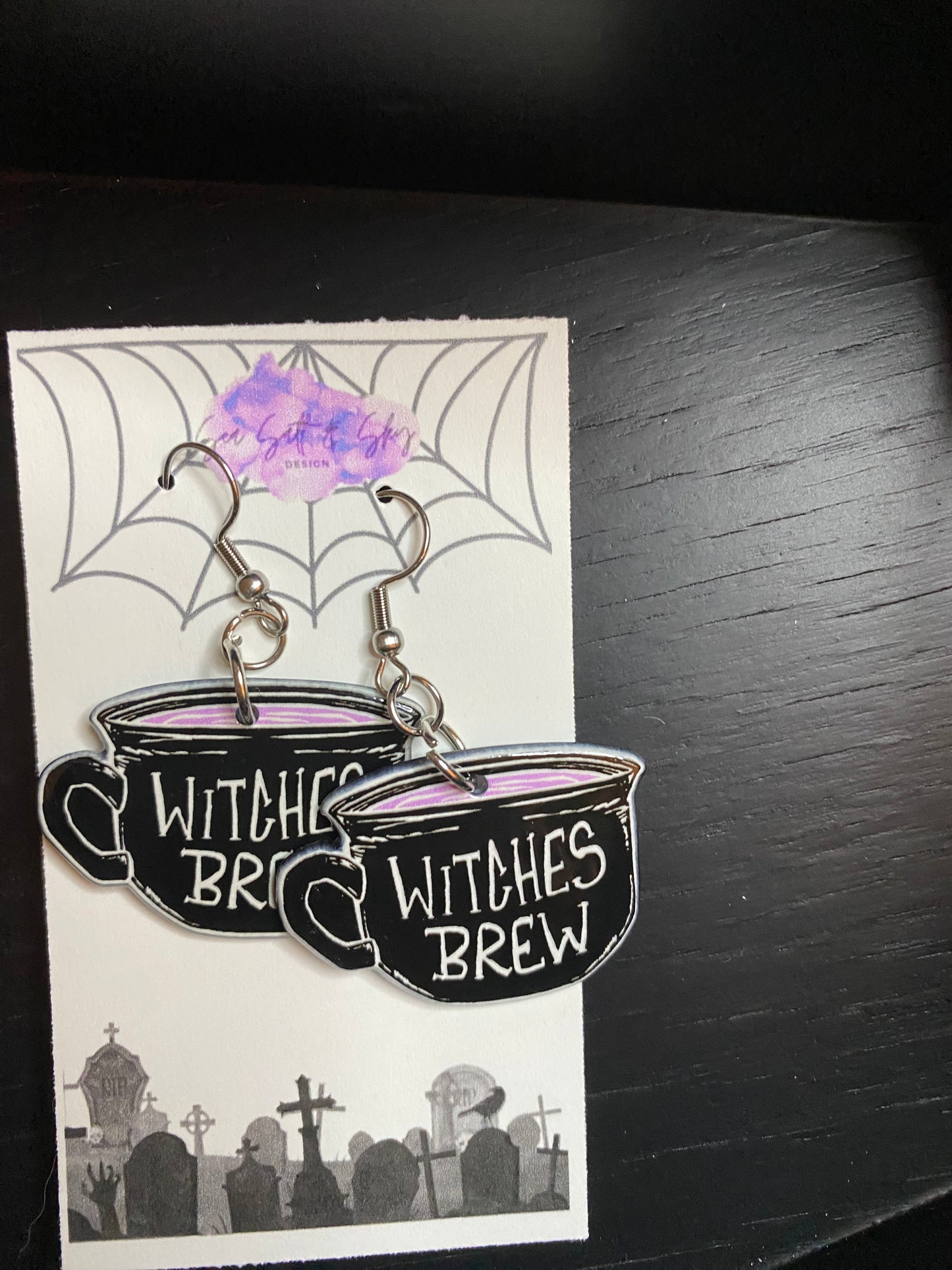 Witchy Themed Acrylic Earrings