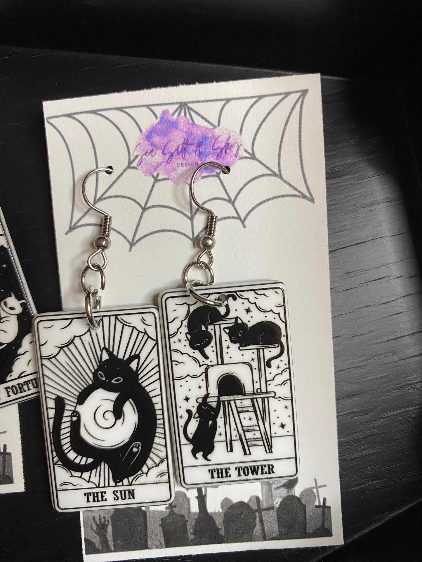 Cat tarot earrings