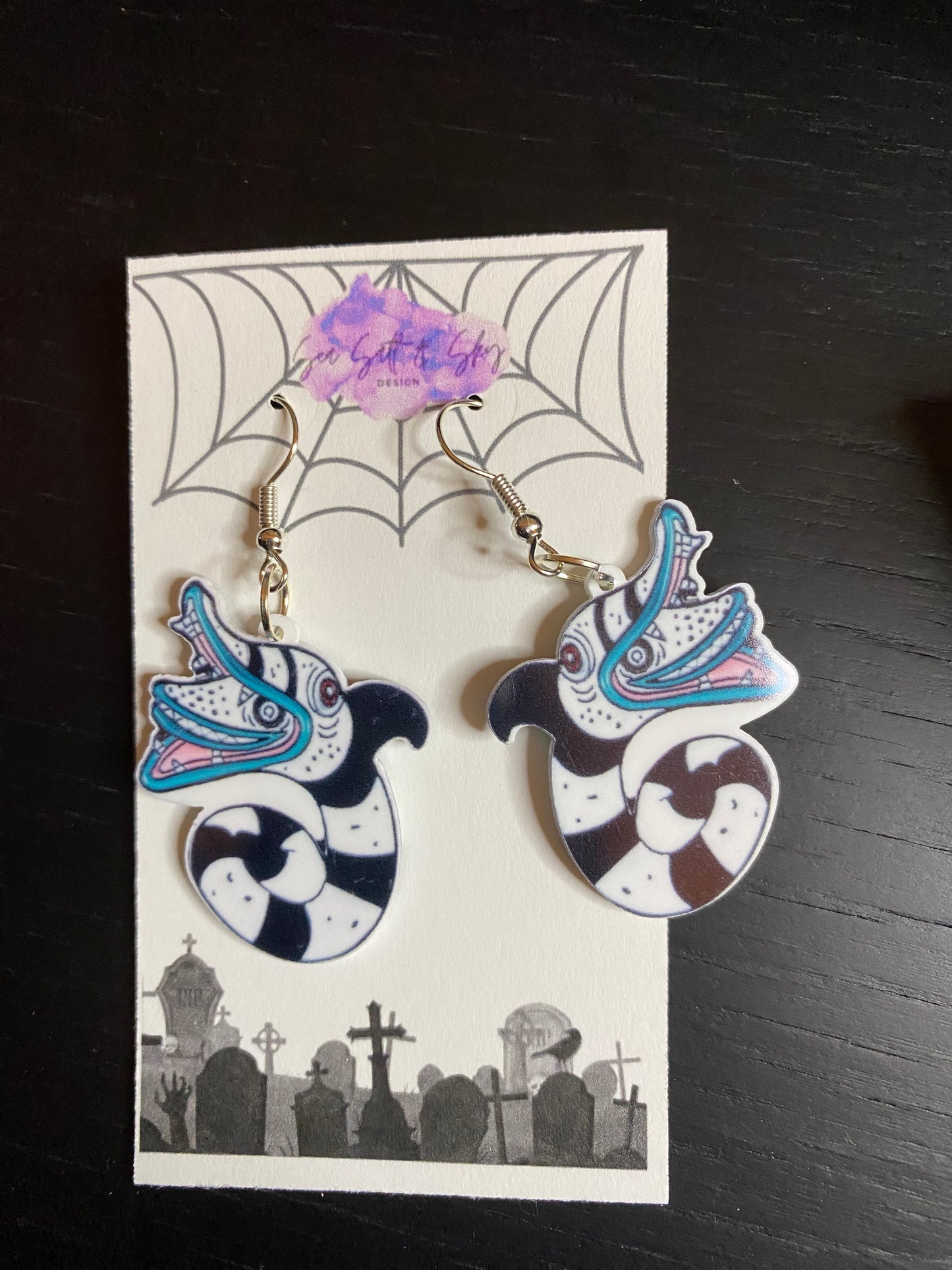 Beetlejuice earrings