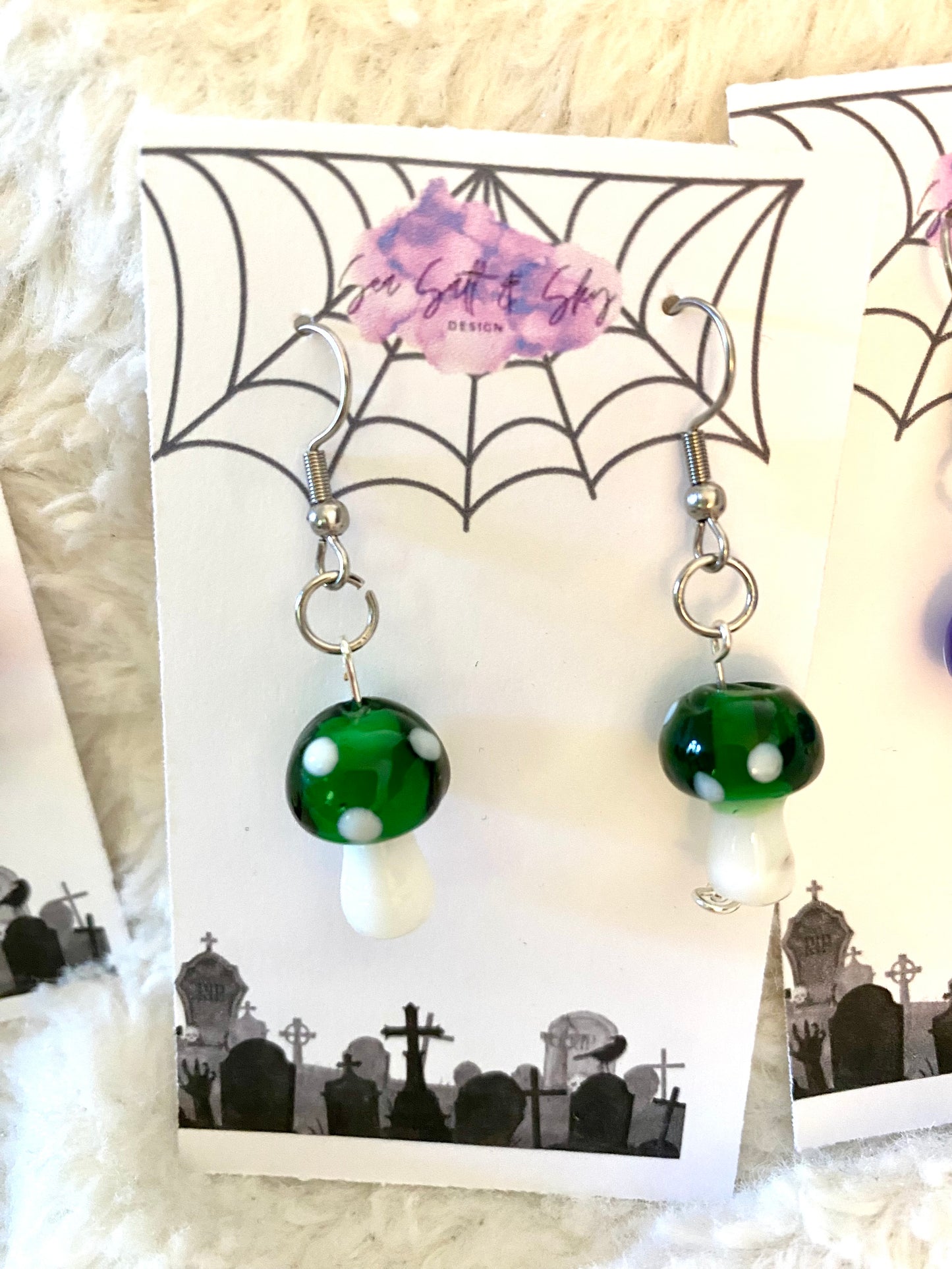 Glass Mushroom Earrings