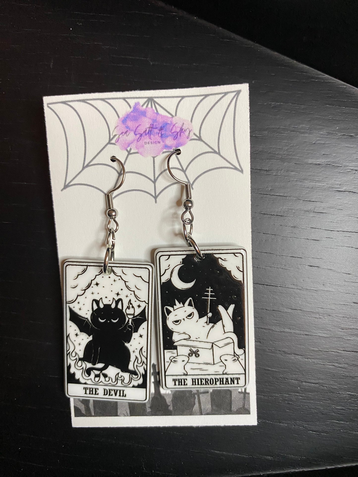 Cat tarot earrings