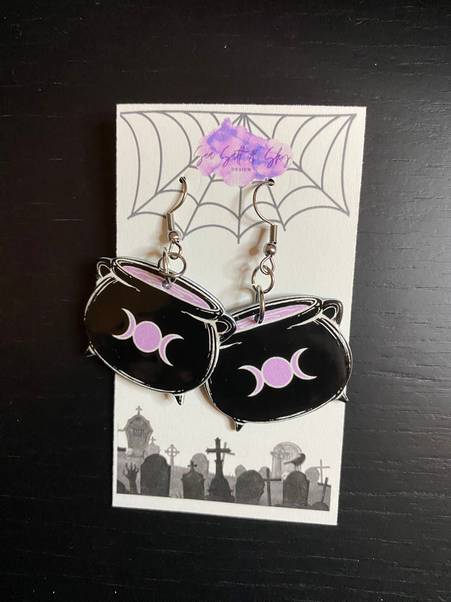 Witchy Themed Acrylic Earrings