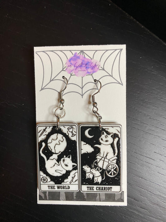 Cat tarot earrings