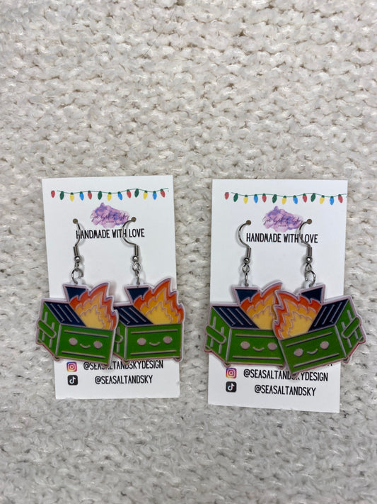 Dumpster fire earrings 🔥