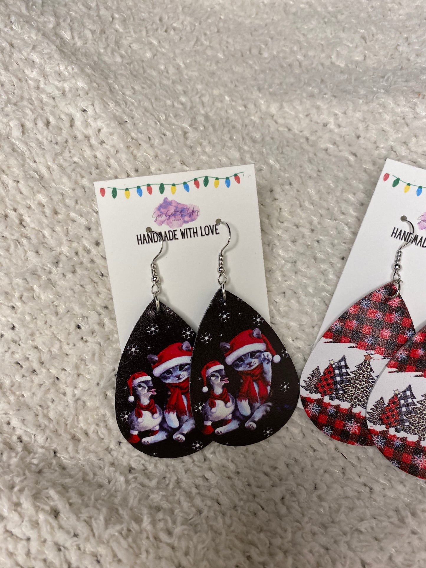 Faux leather holiday earrings