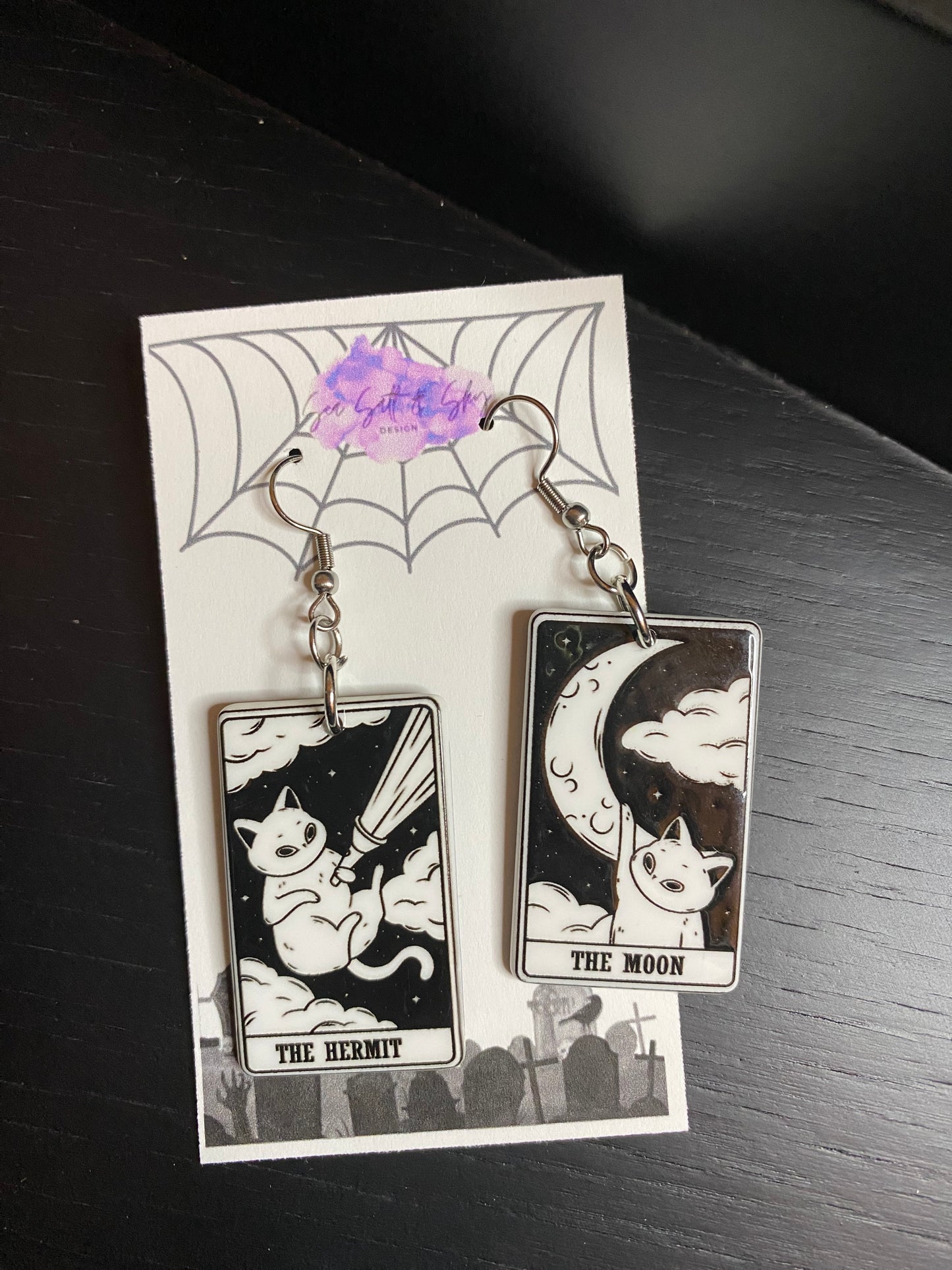 Cat tarot earrings