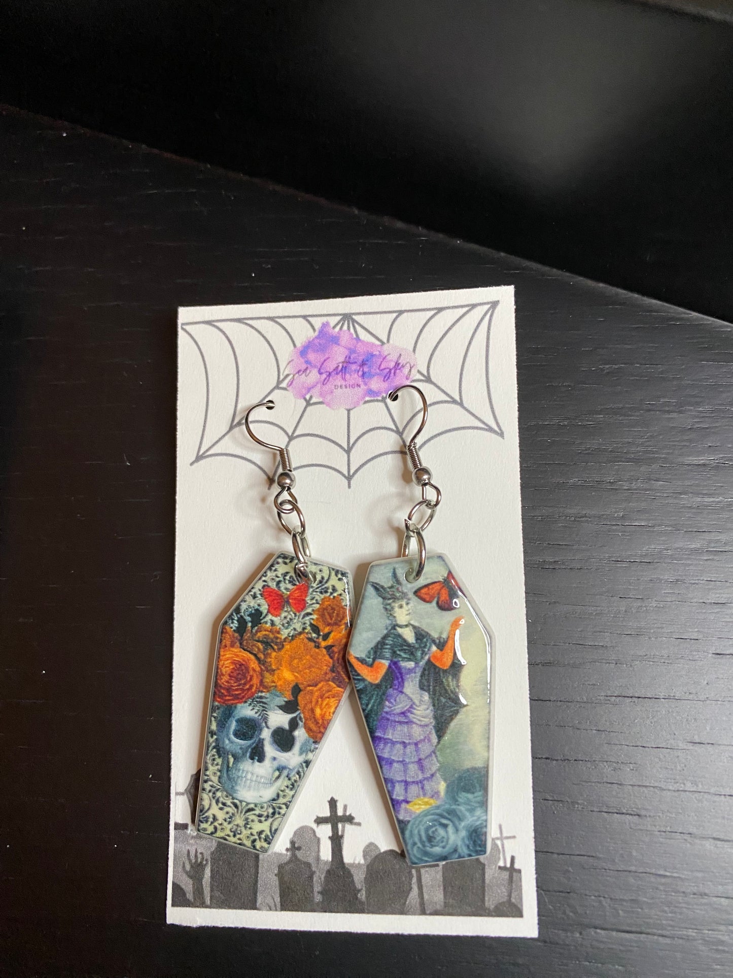 Halloween earrings- Scream, trash pandas, vintage coffins and ghosts!