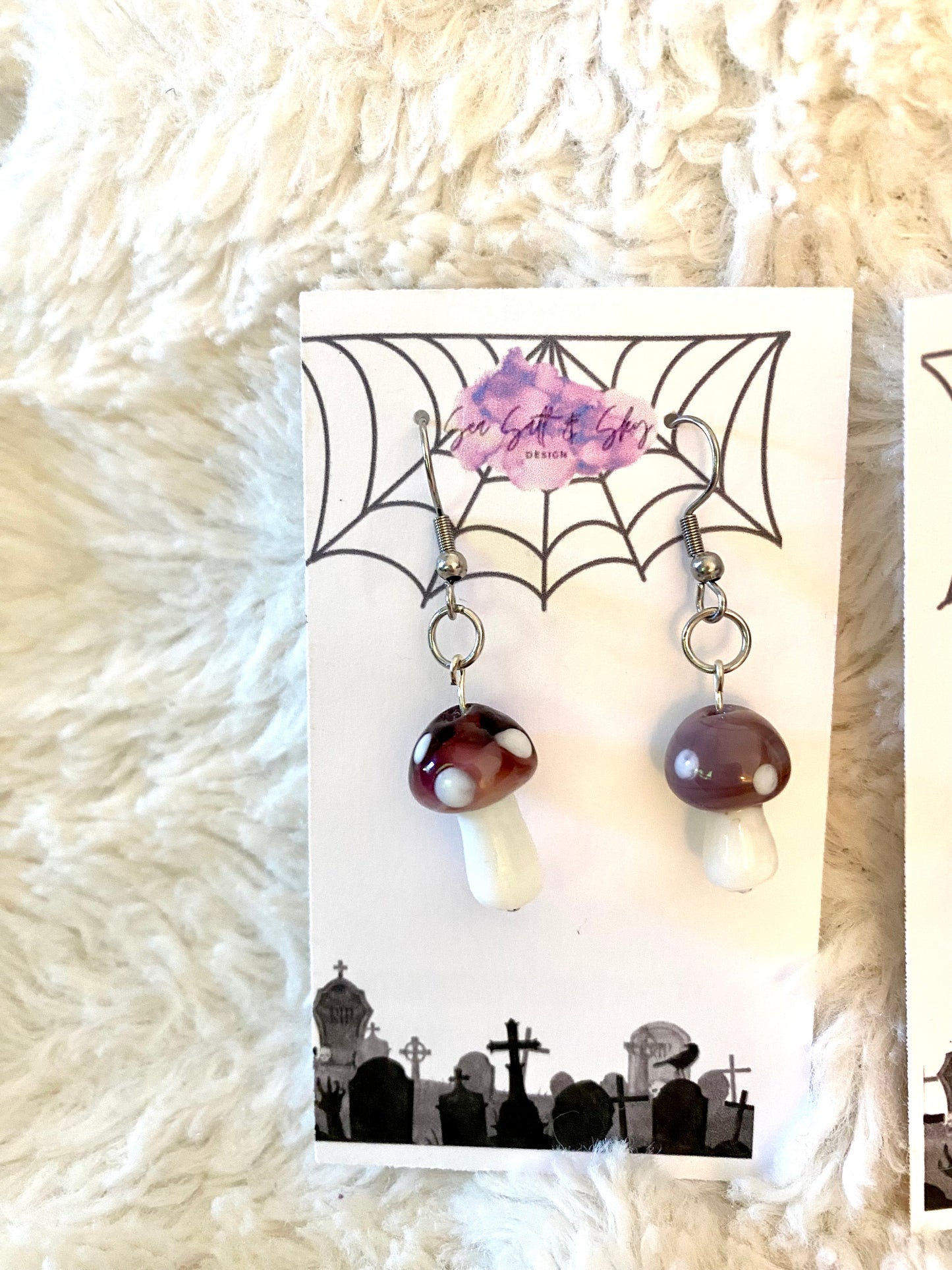 Glass Mushroom Earrings