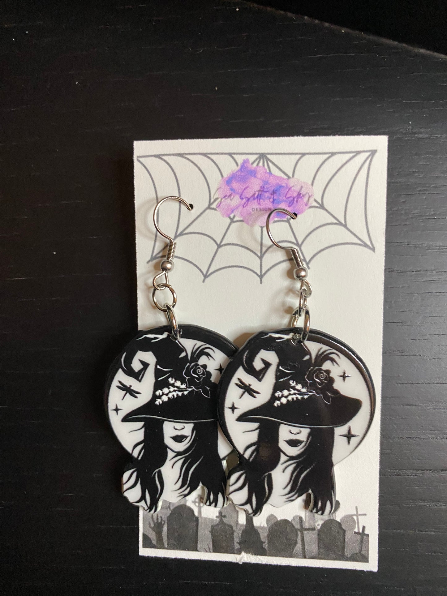 Witchy Themed Acrylic Earrings