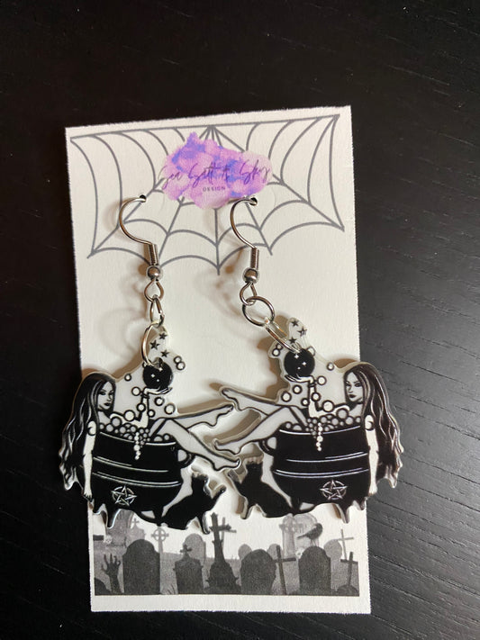 Witchy Themed Acrylic Earrings