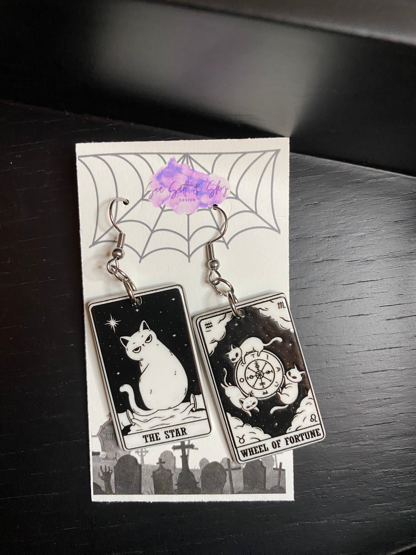 Cat tarot earrings