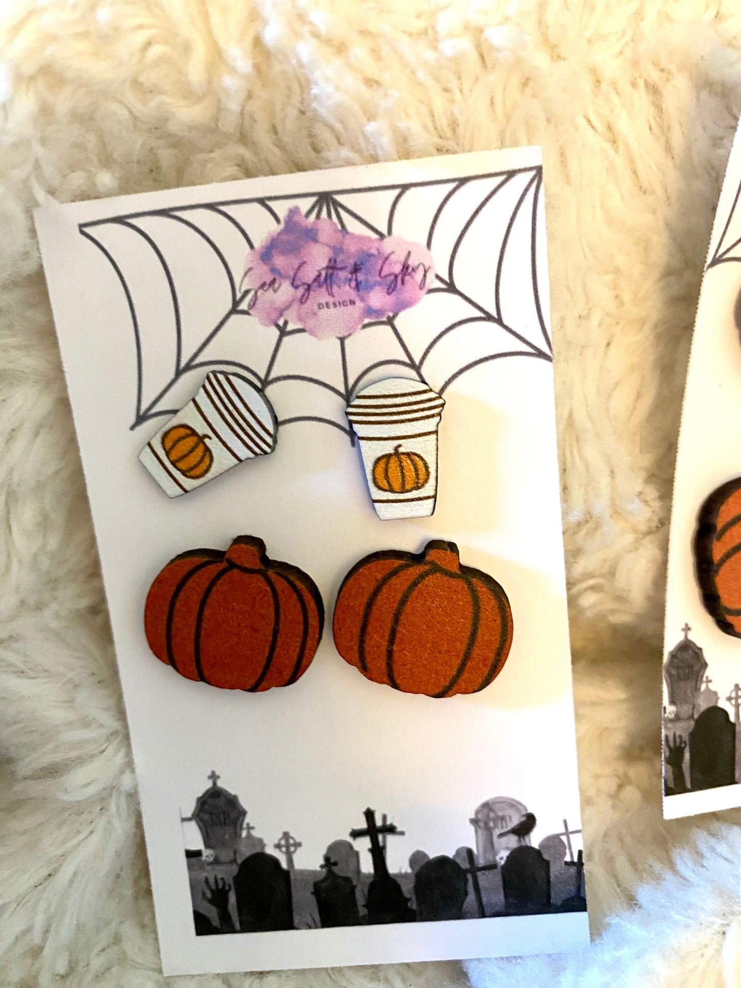 Wooden Stud Halloween Earring Sets