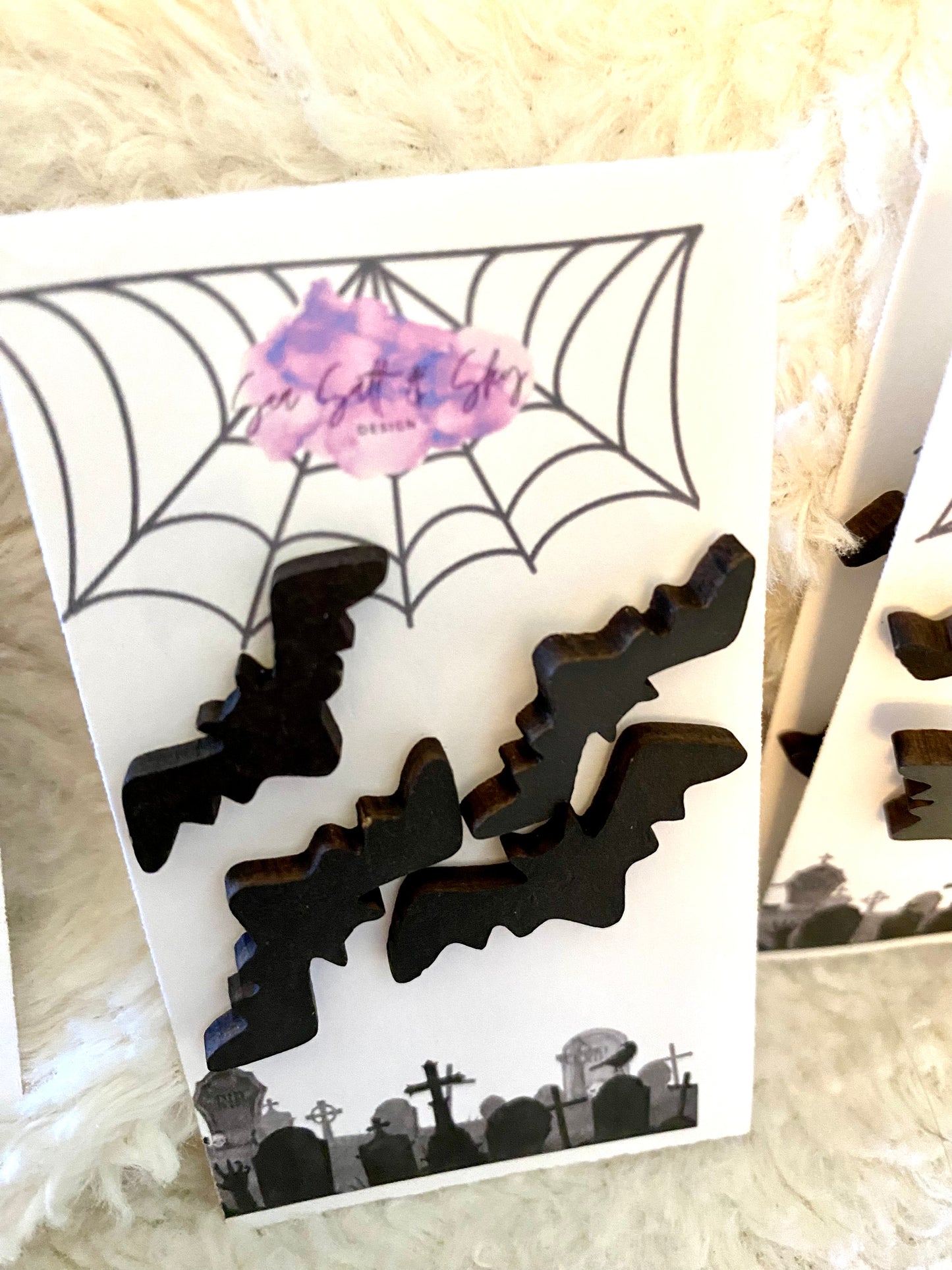 Wooden Stud Halloween Earring Sets