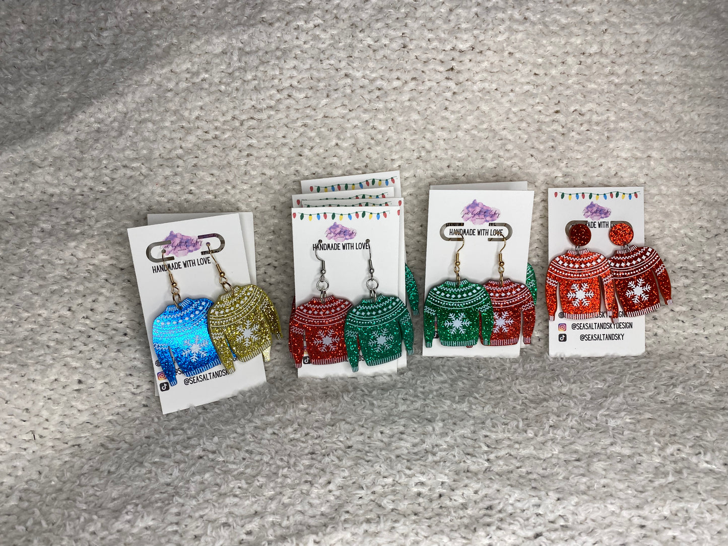 Ugly sweater holiday earrings