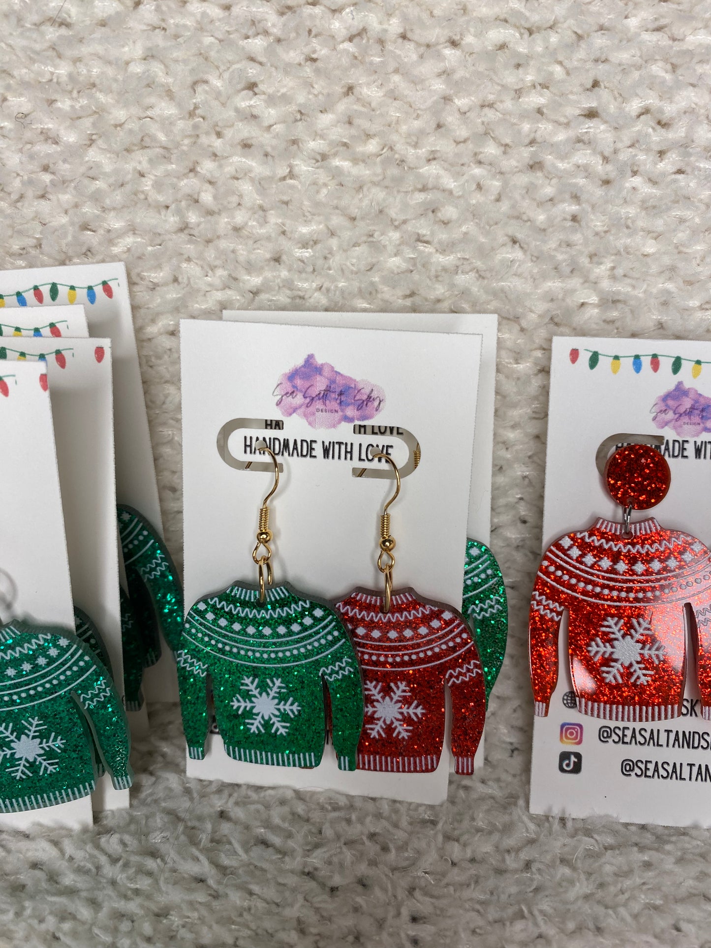 Ugly sweater holiday earrings