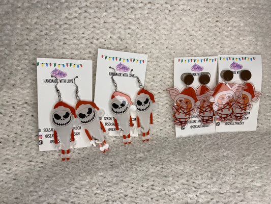 Nightmare Before Christmas and Gremlin Holiday Earrings