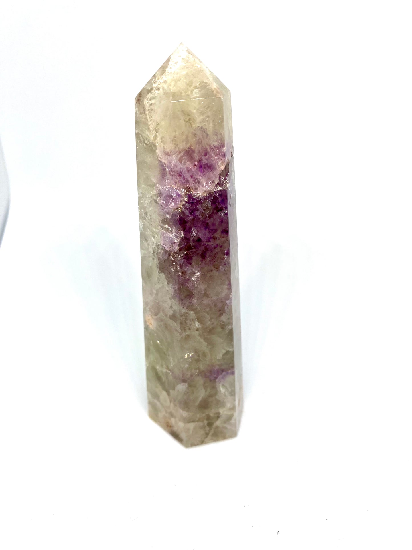 Amethyst and Green Flower Agate Tower