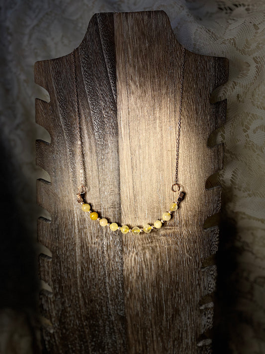 Handmade golden rutile beaded necklace