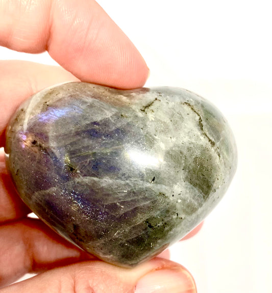 Labradorite heart with purple flash