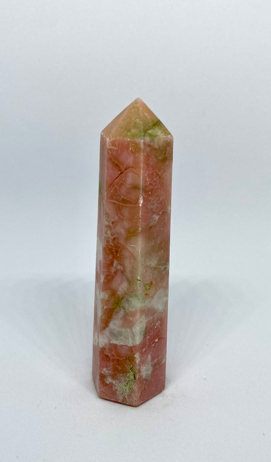 Pink calcite tower