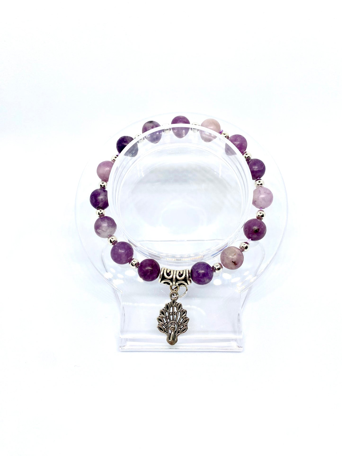 Lepidolite peacock bracelet