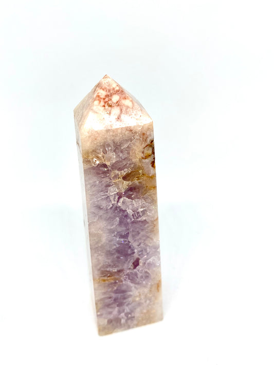 Pink Amethyst and Flower Agate Tower