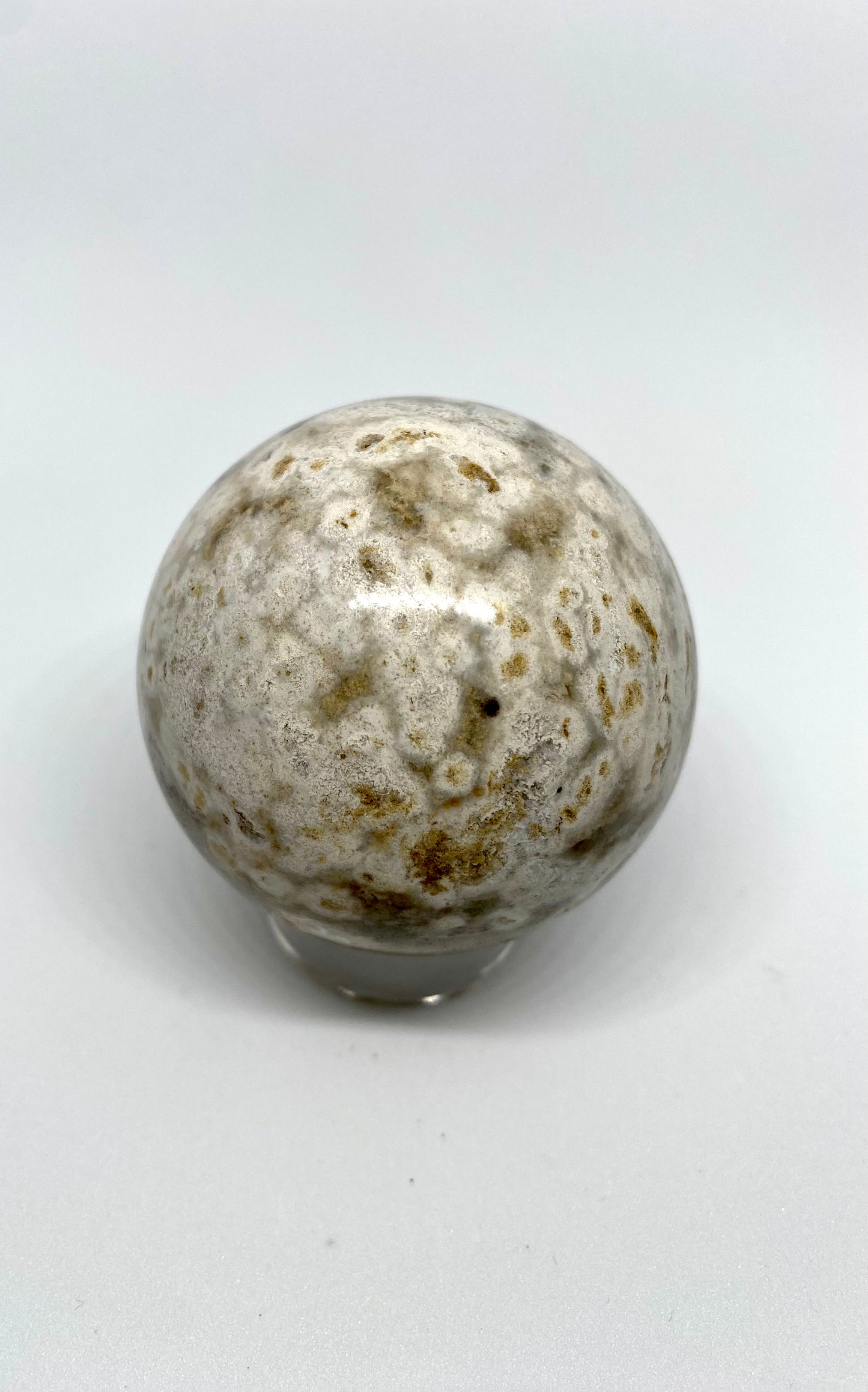 Ocean Jasper sphere with quartz point inclusion