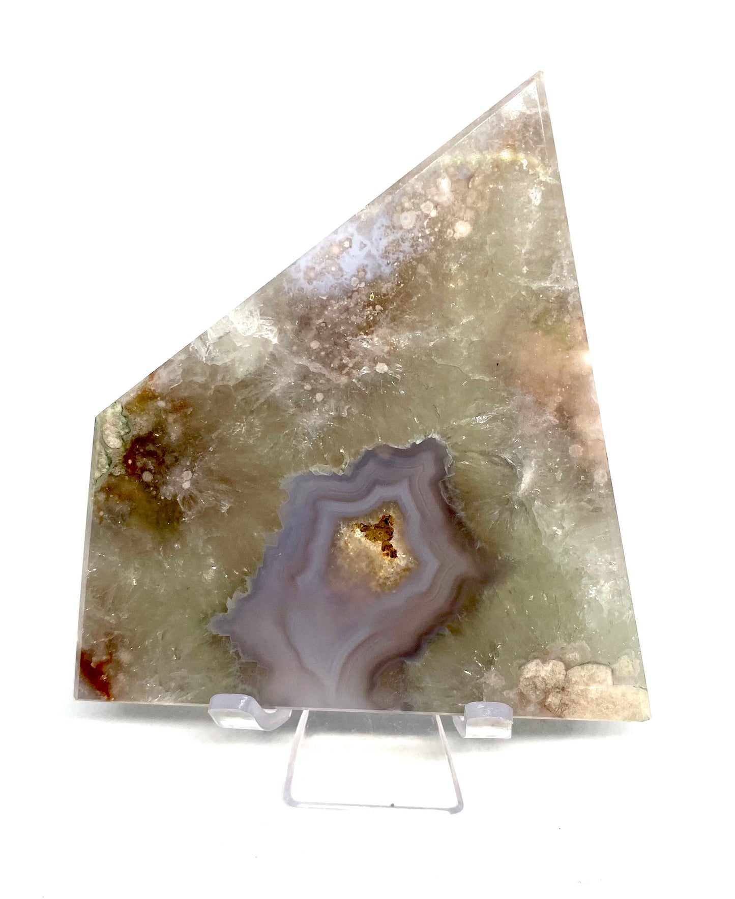 Green amethyst and agate slab