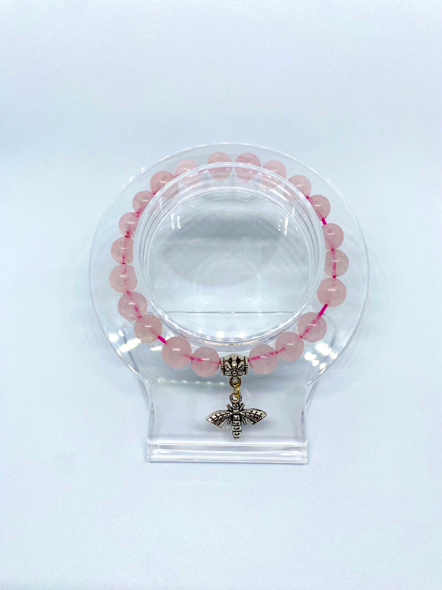 Rose Quartz bracelet with butterfly charm