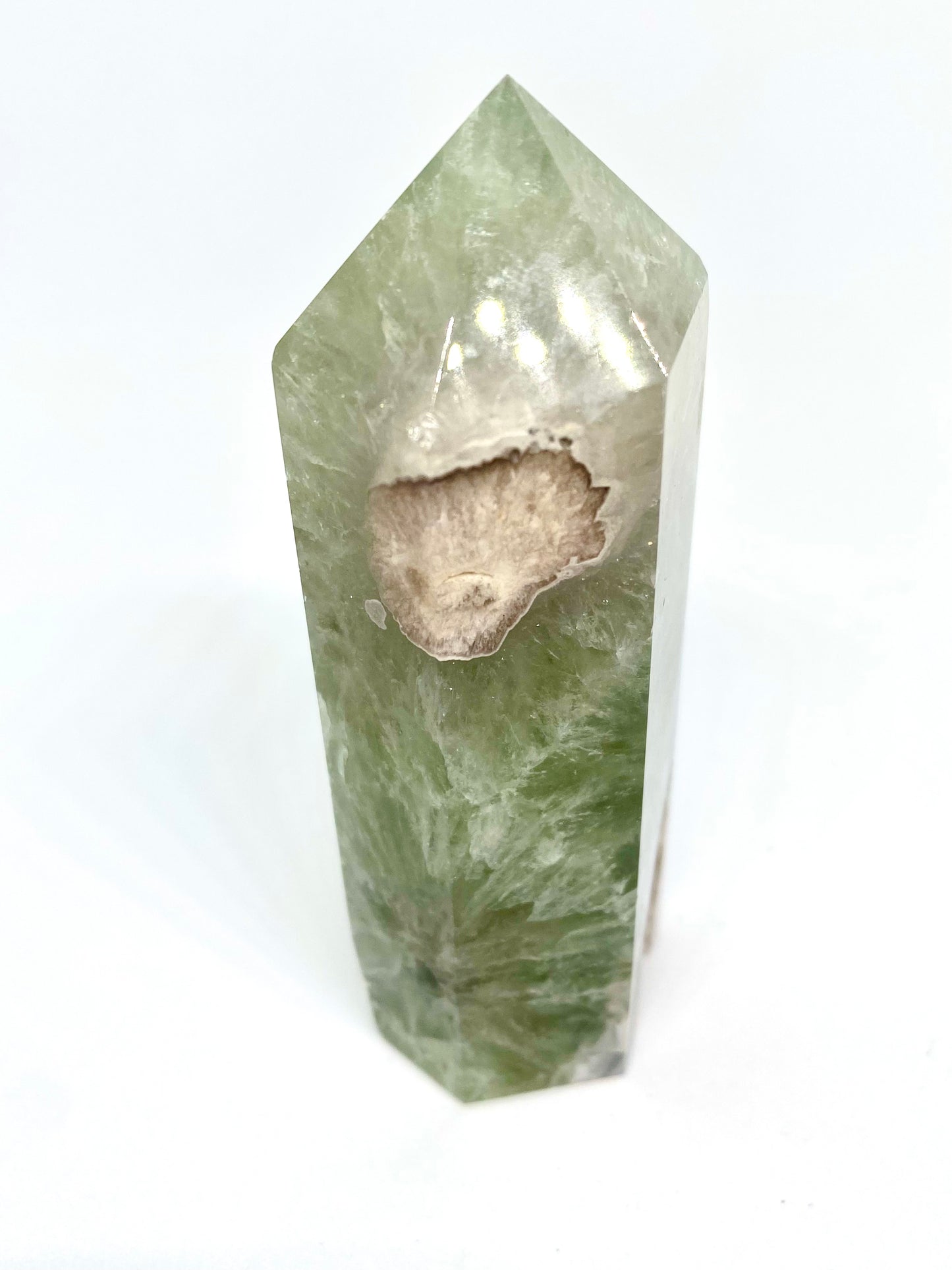 Green and pink amethyst tower