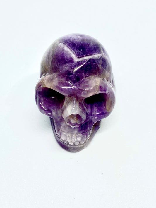 Chevron Amethyst Skull Carving