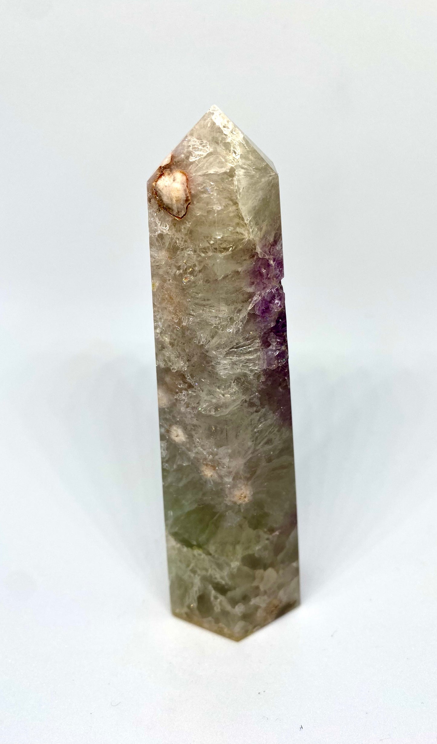 Amethyst and Green Flower Agate Tower