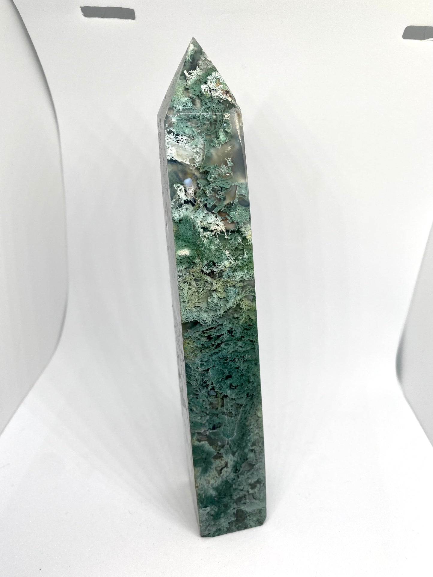 Large moss agate tower