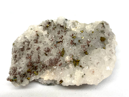 Pyrite and chalcopyrite on quartz