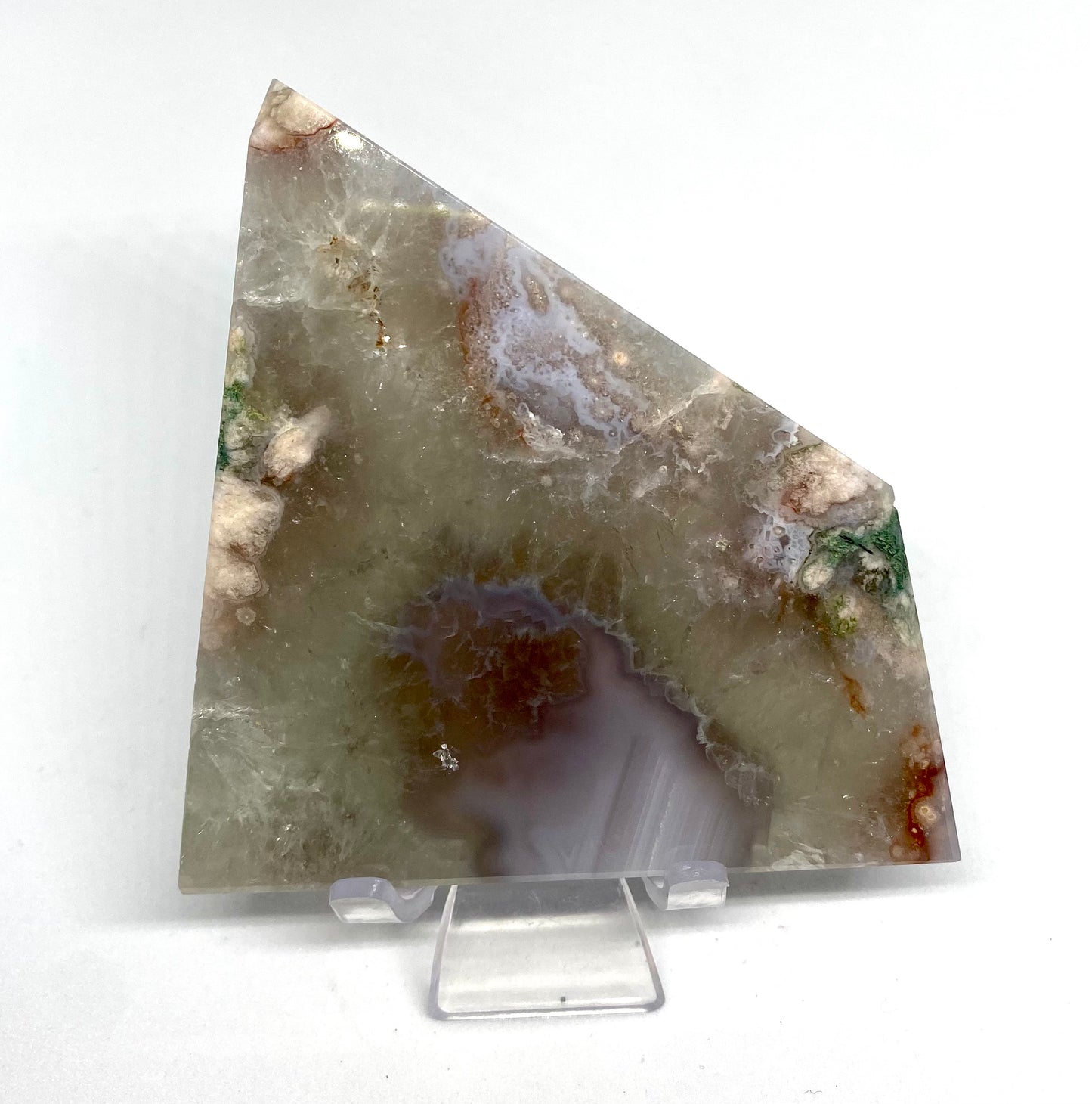 Green amethyst and agate slab