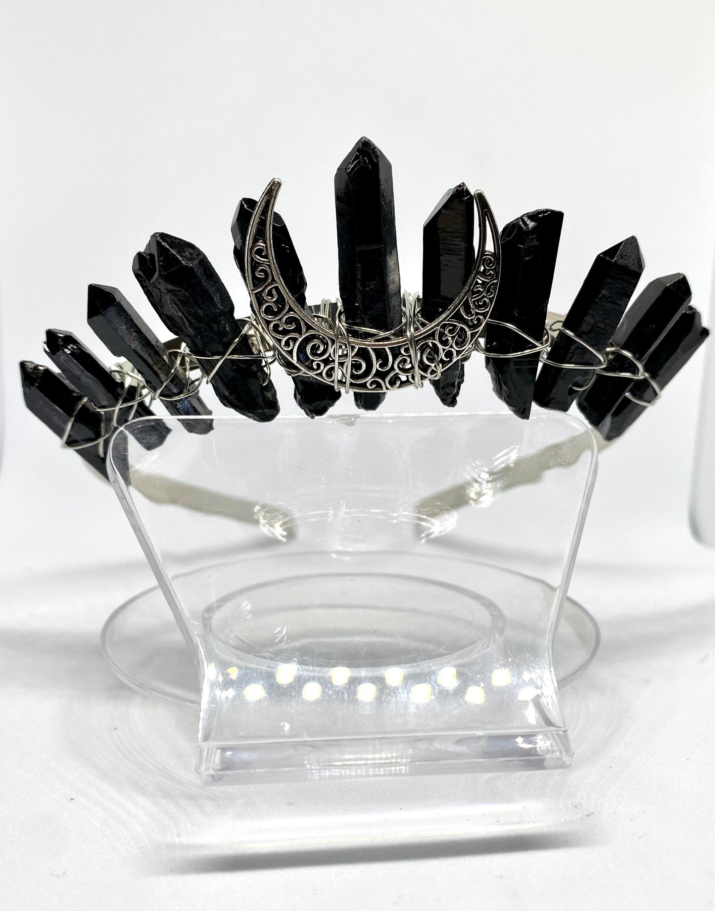 Black obsidian moon crown