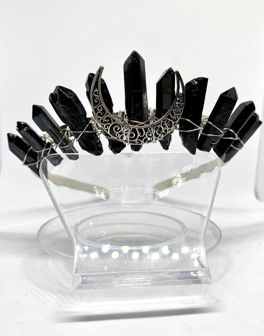 Black obsidian moon crown