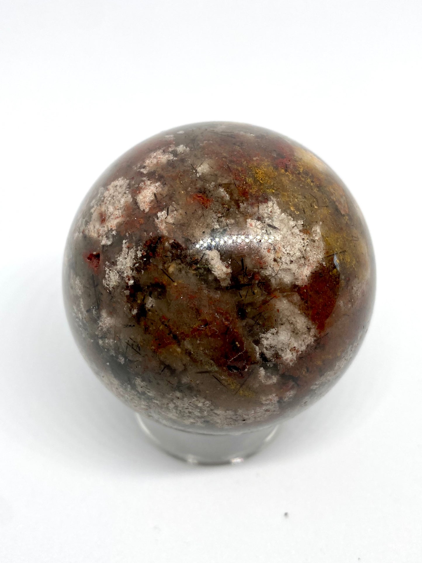 Garden quartz sphere w thousand layer inclusion