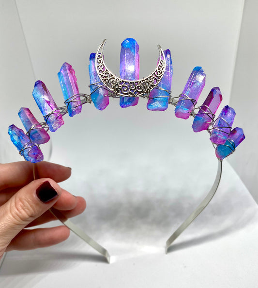 Angel aura quartz moon crystal crown